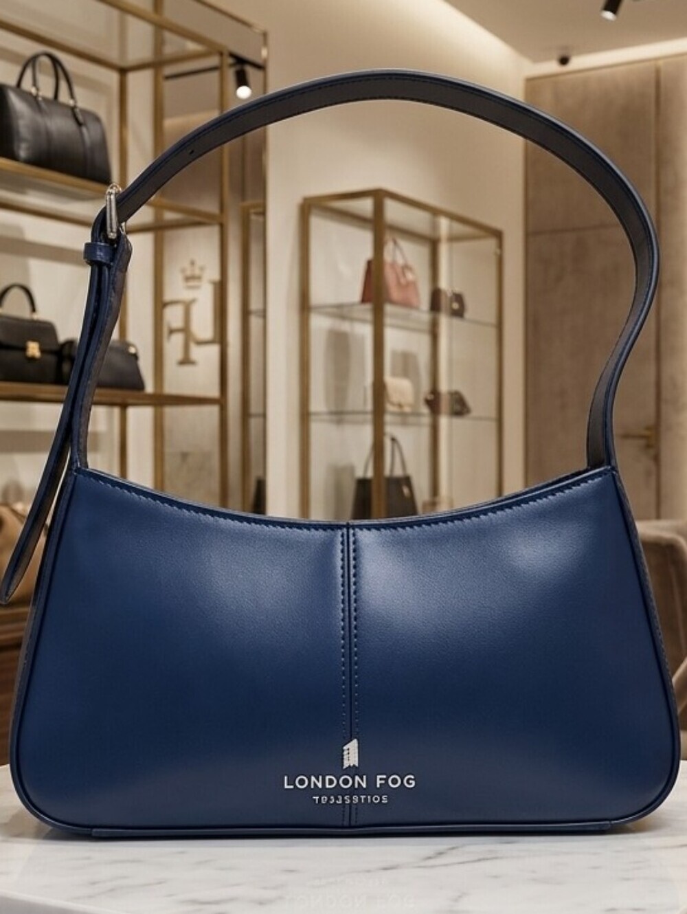 London Fog Collection Navy Blue Shoulder Bag 11"L x 8"H x 3"W
